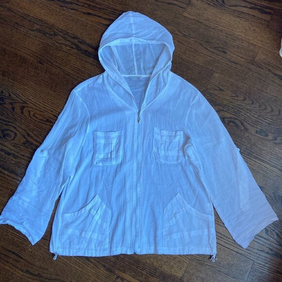 NAKISHA Jackets & Blazers - NAKISH BOHEMIAN BEACHY HOODIE JACKET SHEER/WHITE - SIZE Large-